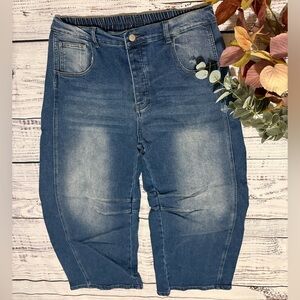 Blue Velvet | Freckled Poppy Medium Wash Barrel Jeans | XL